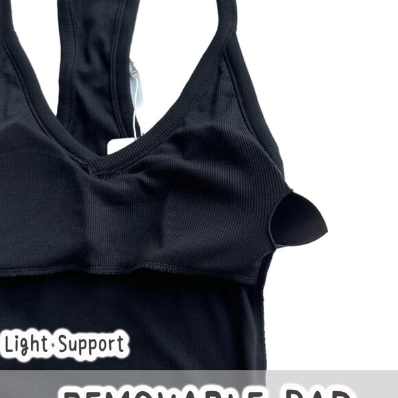 V Neck Racer Back Tank Top for Women Padded Ribbed Long Tank Fitted Basic Cami T - Picture 4 of 8